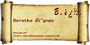 Beretka Ágnes névjegykártya